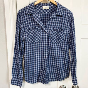 Denim & Supply Ralph Lauren plaid blue and white button down shirt size small